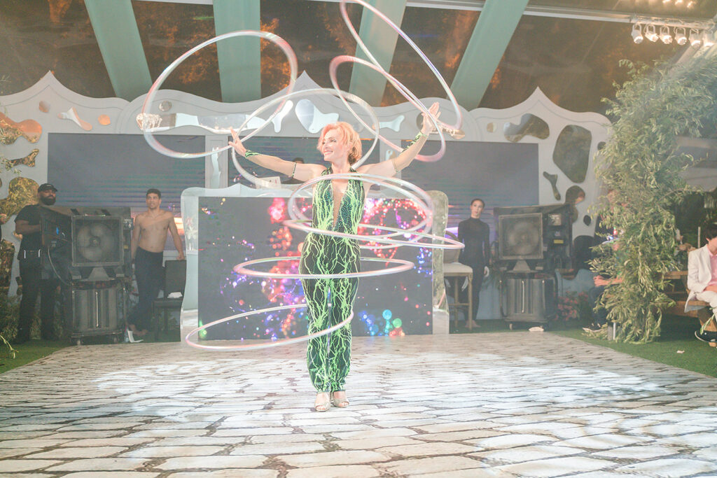 Bat mitzvah celebration with guests on the dance floor