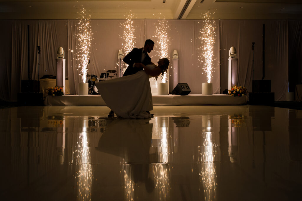 Wedding party celebrating during the reception