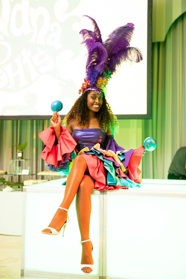 Tropical Copacabana dancer in full showgirl costume
